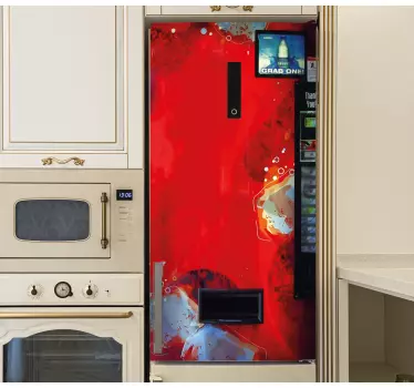 Red modern vending machine  fridge decal - Beautify your fridge door space with this original fridge door wrap decal. It is original, highly durable.