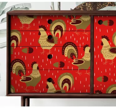 Chinese rooster pattern furniture decal - You would love this ethical style impression furniture decal for your furniture space.