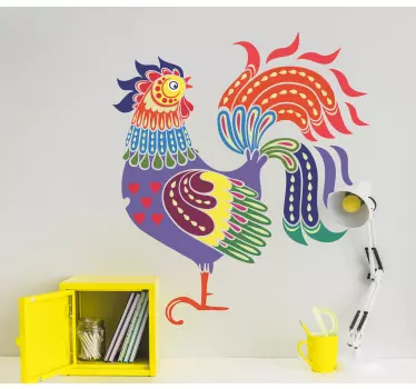 Decorate any wall space of you choice with this very colorful roaster bird vinyl wall decal. It can be applied on living room, bedroom, etc.
