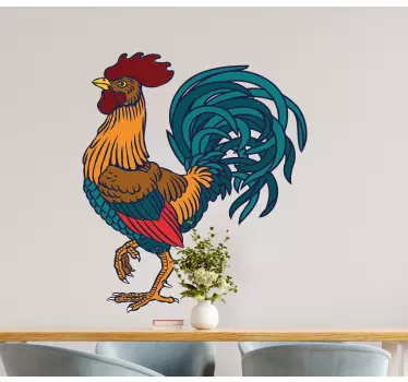 Proud rooster drawing farm animal wall sticker - This can be decorated on any space you want, be it on wall, furniture, fridge, laptop, etc.