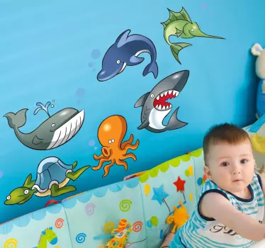 A collection of ocean animals ideal for decorating areas for children. Brilliant design from our collection of under the sea wall stickers.