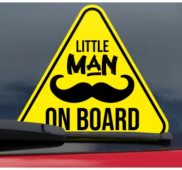 Let other road users know that you are transporting a kid in your vehicle with this yellow notice sign decal with design of moustache with text.