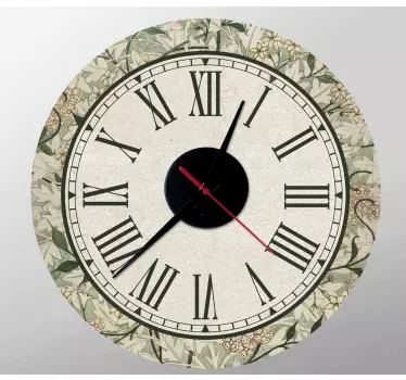 Vintage styled paper wall clock decal - A very distinctive vintage style clock to enhance the look on a wall space. It is durable and easy to apply.