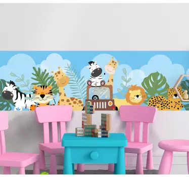 Make a wonderful bedroom or playroom space for your kid with this lovely safari animals with zebra lion, giraffe sticker. It is self adhesive.