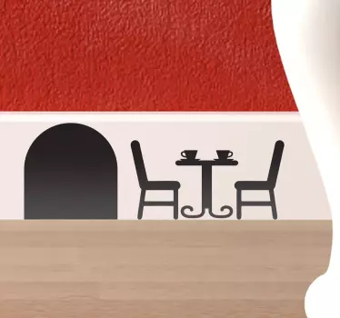 Decorate the skirting boards, or any other corner of your home with this original adhesive of a mouse hole with a table and chairs.