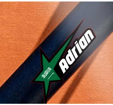 Saudi Arabia flag and custom name bike sticker -  This is lovely and would make a huge difference on your bike frame. It is made of quality vinyl.