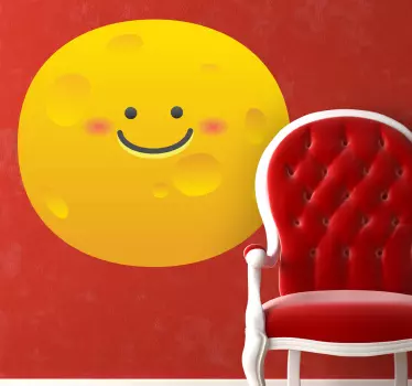 Kids Stickers - Comic style illustration of a smiling yellow moon. Ideal for kids bedrooms and play areas.