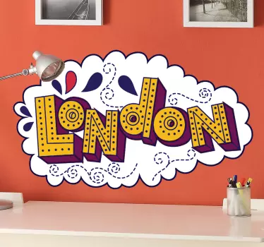 Decals - Comic style illustration of "London". Fun, vibrant and playful design to decorate your home or business.