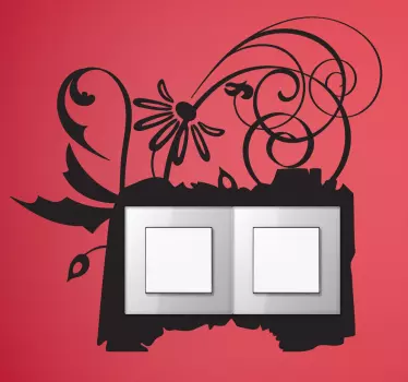 A floral light switch frame sticker to add some life to your switch or socket. This monochrome flower wall decal is available in a wide variety of colours and sizes and is perfect for decorating any plug socket or light switch in your living room, bedroom and more!