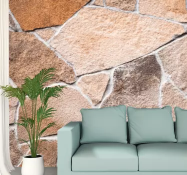 This light brown irregular stone brick vinyl sticker would completely change any room space decorated on. It is perfect for any space.