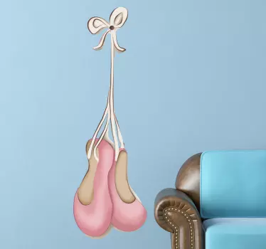 A great children's wall sticker illustrating a pair of ballet dancing shoes! Brilliant for personalising a girl's bedroom walls. This ballet decal is perfect for the little kids that love dancing!