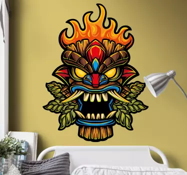 Fire tiki mask cartoon graffiti urban decal design  for lovers of religions symbols, this symbolize a deities which  protects it users from evil spirit.
