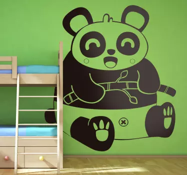 Kids Wall Stickers - Original Japanese comic style illustration of a big friendly happy panda. Illustration by Jaume Salés.