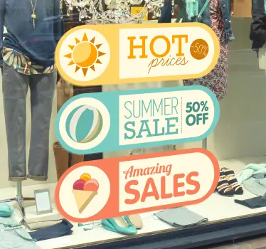 Great shop front window stickers to show all your clients the fantastic summer sales you are offering!