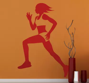 Wall Stickers-Silhouette illustration of a female runner with short hair. Long lasting decals made from high quality vinyl