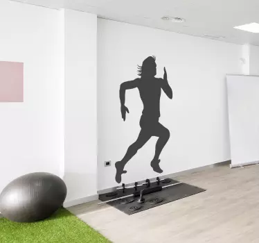 Wall Stickers - Outline illustration of a male sprinter with long hair. Decals made from high quality vinyl, easy to apply and remove.