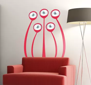 A design illustrating a not-so-scary monster with five eyes from our collection of monster wall stickers for children.