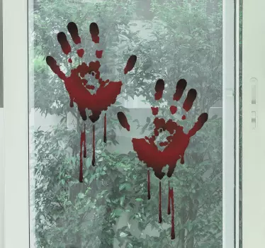 Bloody hand traces Halloween sticker, a realistic and scary  and Halloween decoration for home and other space. Easy to apply and made of high quality.