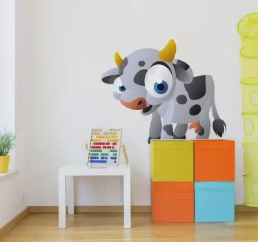 Kids wall stickers - decorative wall sticker illustrating a picture of a little smiling calf with big blue eyes.