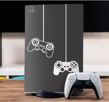 Wrap your gaming console and controller in the beauty of this self adhesive PlayStation decal. It has gamers' joystick design on a black background .