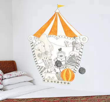 This kids wall sticker of a circus is ideal for environments with children. A fascinating design for the little ones at home.
