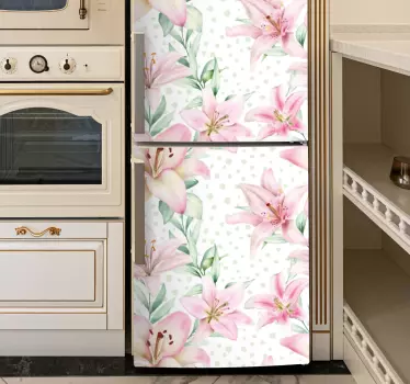 Enjoy the beauty of this self adhesive decorative flower pattern fridge door decal on your fridge door space. It is original and so simple to apply.