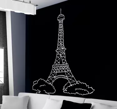 Wall Stickers - Sketch design of the Eiffel Tower. Available in 50 colours. Personalised stickers. High quality materials.