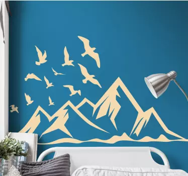 Enhance the appearance of any space in the home or anywhere else with our decorative mountains with birds nature sticker.