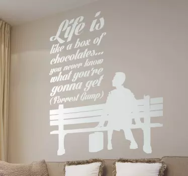 Room Stickers with a quote from the 1994 hit movie Forrest Gump. Funny &amp; inspirational quote decals ideal to decorate your home.