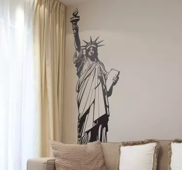 Iconic New York Wall Sticker of one of the world's most famous monuments, the Statue of Liberty. This NYC wall decal shows the great statue that welcomes immigrants into the USA available in various sizes and colours.