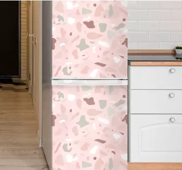 Pink shades terrazzo pattern fridge decal for your fridge door cover. The product is made of quality vinyl, it is self adhesive and long lasting.