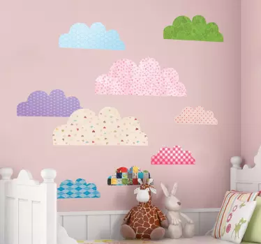 Set of cloud decals from our collection of cloud wall stickers with different textures and colours! Perfect for your child's room.