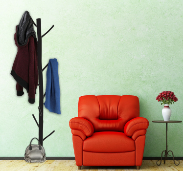 Wooden effect coat hanger sticker ideal for your home. This decal will adapt to any space that you choose.