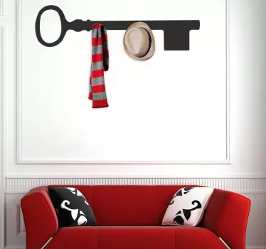 Coat / accessory rack sticker with a classical design of an old style key. Perfect for any room in your home, especially enterance halls