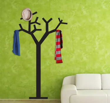 A coat rack sticker with a tree design, ideal for decorating any room in your home. Perfect for any room in your home, especially the enterance hall