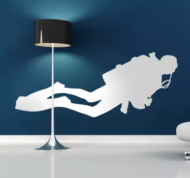 A silhouette illustration of a diver exploring the ocean! Our silhouette stickers are available in over 50 colours and various sizes.