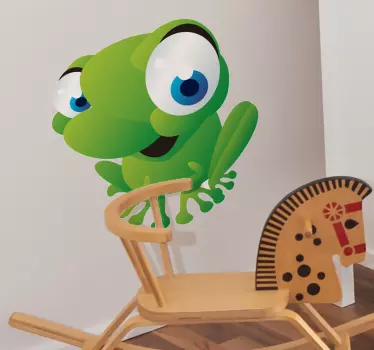 Kid Wall Stickers;Fun and playful illustration of a friendly frog with big eyes.Ideal for the kids´bedrooms and play areas.