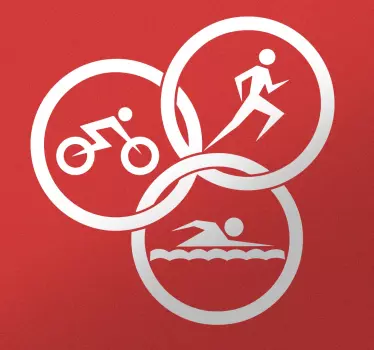 A creative design illustrating three sport icons. This triathlon sports sticker is ideal to decorate environments where sports are practiced.
