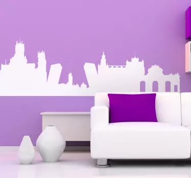 A decorative wall decoration illustrating the skyline of Spain's capital. An original skyline sticker of Madrid ideal for your home or office!