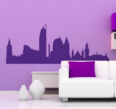  Hague skyline silhouette sticker to decorate any space with  class. It can be used in the home, office and business space.