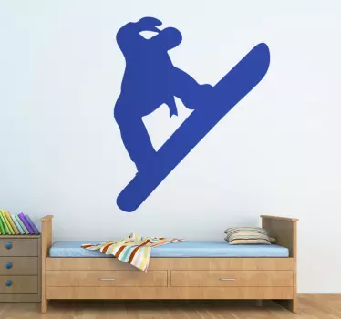 Fun sticker with the silhouette of a snowboarder in action. Anti-bubble vinyl. This sticker can be placed on any flat surface.
