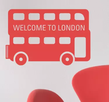 Simple design of an iconic double decker London bus with a friendly welcome message. Sign up for 10% off. Worldwide delivery.