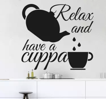 A great text sticker that is perfect for all tea drinkers to decorate their kitchen, or any room in their home.
