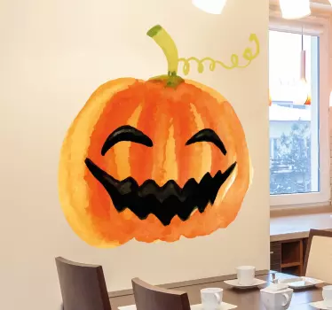 If you're looking for the perfect temporary wall decoration this Halloween, look no further than this smiling pumpkin wall sticker!