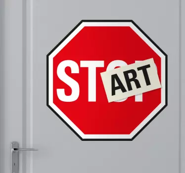Original wall stickers - Don´t stop, START. Traffic sign stickers that can be used as motivation. Ideal for teens rooms and businesses.