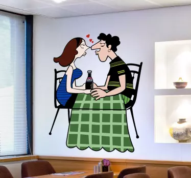 The wall decal consists of a couple in love kissing. Easy to apply and remove from all flat surfaces. Worldwide delivery.