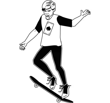 An anime boy riding a skateboard in fire