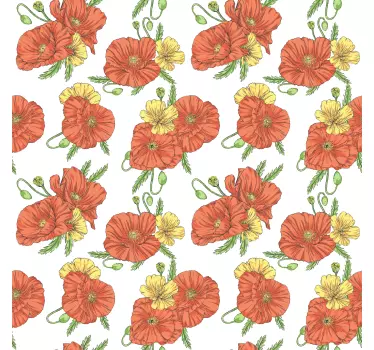 Large atypical orange flower decals for furniture