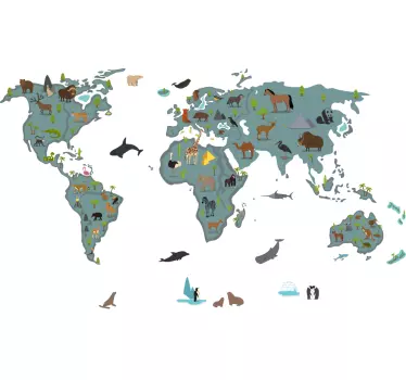 Sticker carte monde couleurs - TenStickers