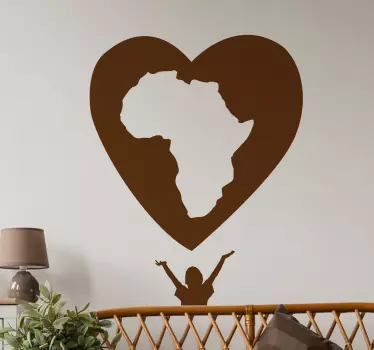 African love heart map sticker - TenStickers
